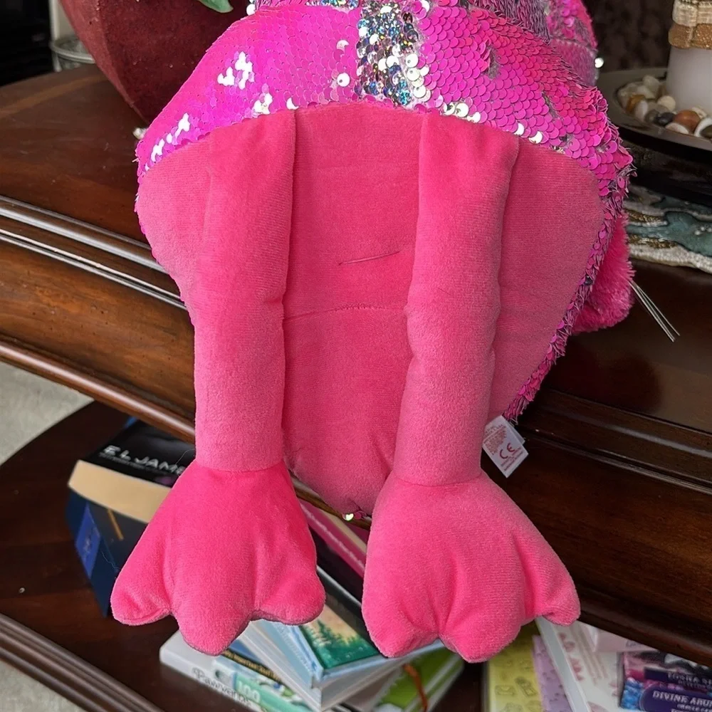 Brand New Ty Flippables Pinky the Flamingo Reversible Sequins Large 18